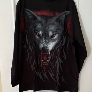 Spiral Legend Of The Wolves Graphic Long Sleeve Shirt - Black Large New